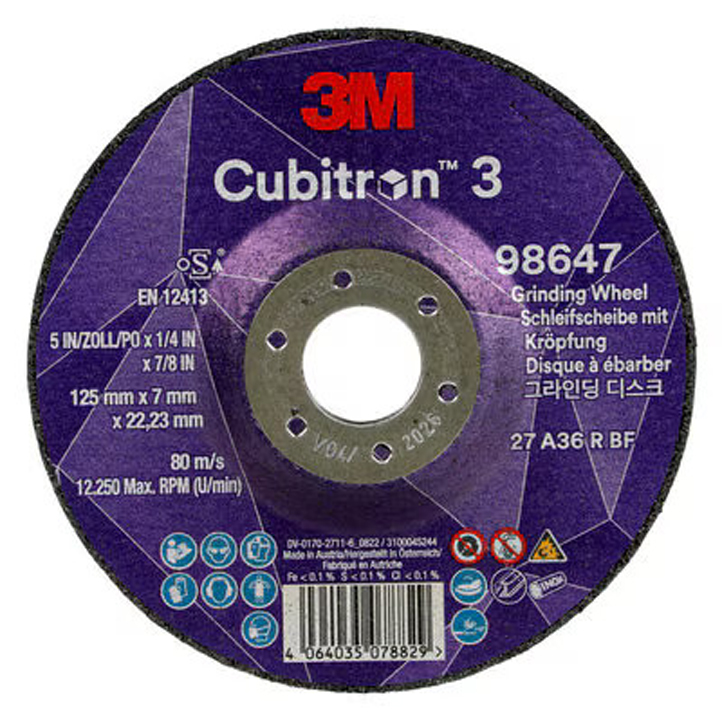 3M Cubitron 3 Schruppscheibe 98647, 36+, T27, 125 mm x 7 mm x 22 mm