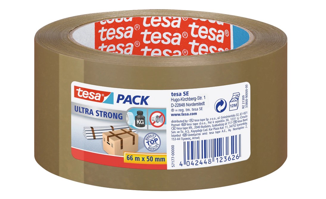 tesapack Ultra Strong, extra starkes PVC-Packband, 50mm x 66m, braun