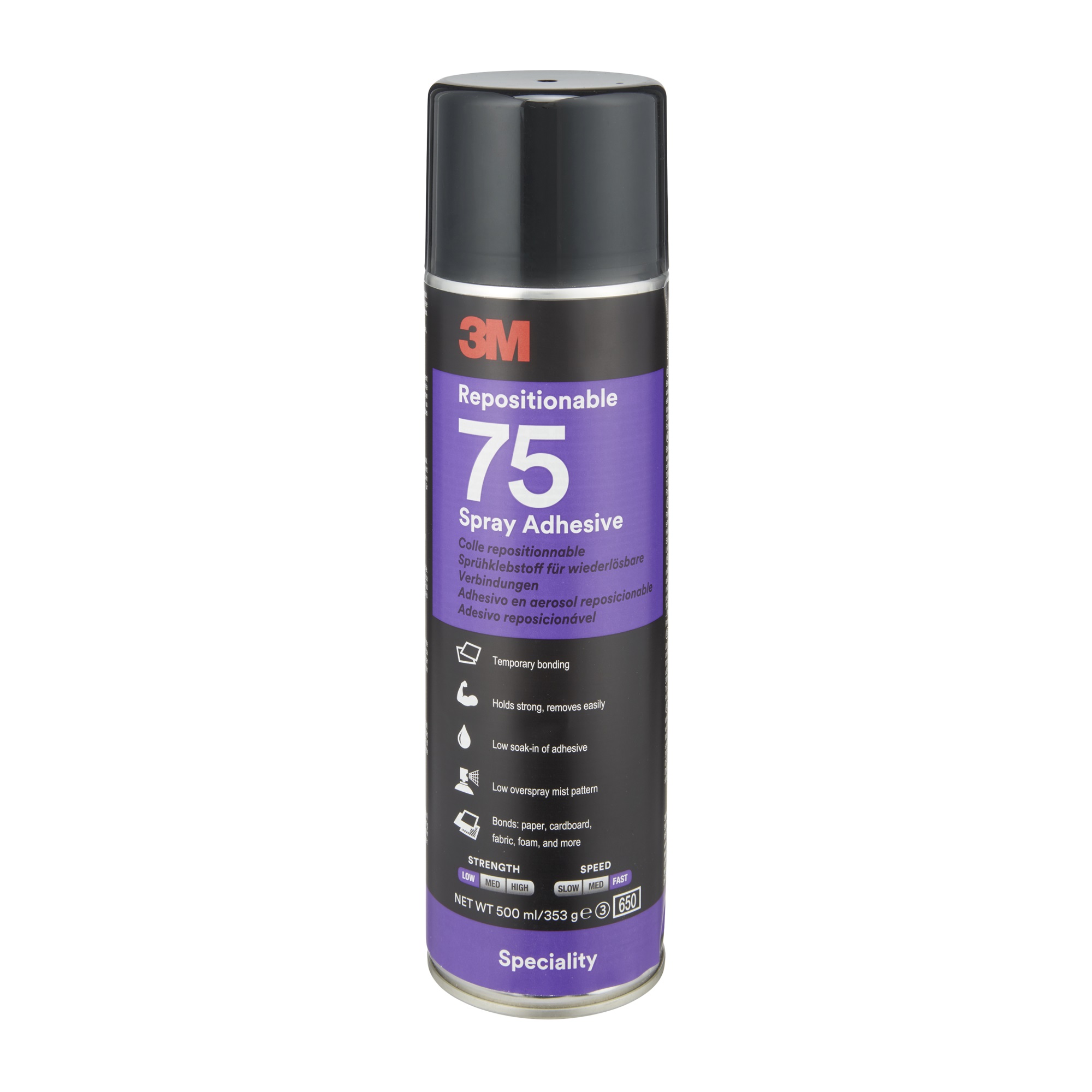 3M Sprühklebstoff Repositionable 75 auf Basis Synthetischer Elastomere, transparent