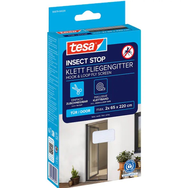 tesa Insect Stop Fliegengitter STANDARD für Türen, 2 x 0.65m x 2.20m