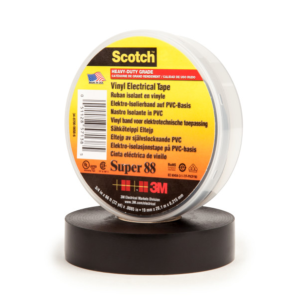 3M Scotch Super 88, Vinyl Elektro-Isolierband,19mm x 20m, 0,.22 mm, schwarz
