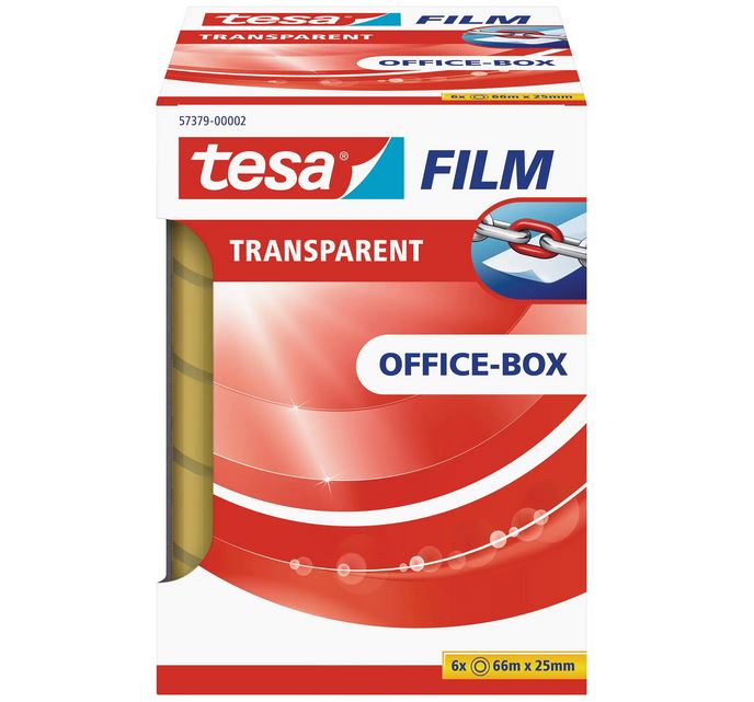 tesafilm 57379, Office-Box, transparent, 6 Rollen, 25mm x 66m