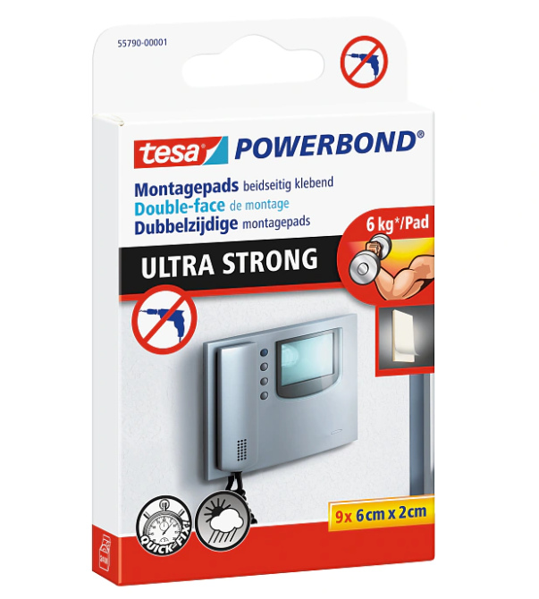 tesa 55790, Powerbond ULTRA STRONG PADS, 6 x 2cm, bis 6kg, 9 Stück