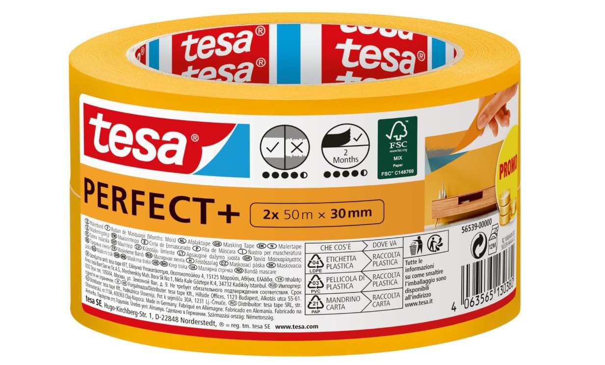 tesa Malerband Perfect+, 30mm x 50m, 2 Rollen, orange