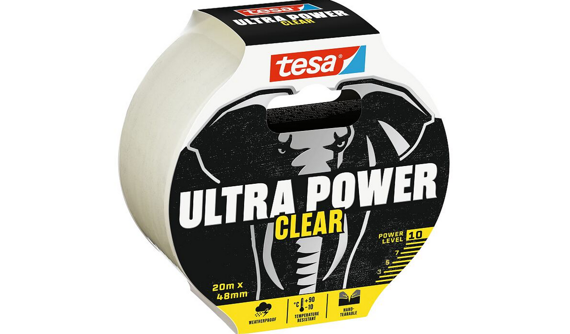 tesa Ultra Power Clear, Outdoor Reparaturband, 48mm x 20m, transparent