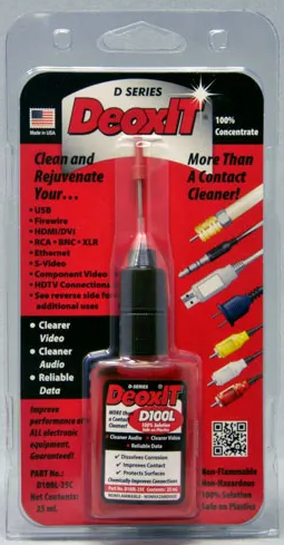 CAIG DeoxIT D100L-25C, 25ml  –  D-Serie Kontaktreiniger mit Nadelapplikator – Elektronik Reiniger für Schalter, Potentiometer, Steckverbindungen & Kontakte