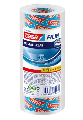 tesafilm kristall-klar, 57418 Klebeband, 19mm x 33m, transparent, 6 Rollen