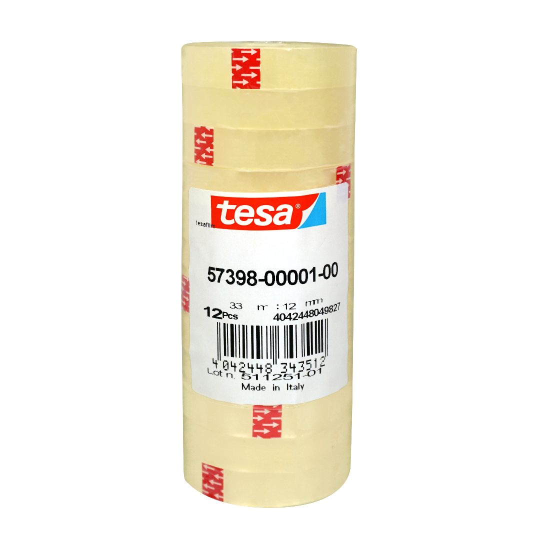 tesa 57398 tesafilm, 12er Pack, 12mm x 33m