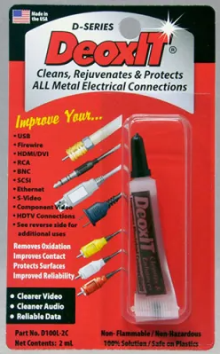 CAIG DeoxIT D100L-2C, 2ml – D-Serie Kontaktreiniger, entfernt Oxidation, verbessert Leitfähigkeit für Elektronik, Audio, Steckkontakte & Schalter