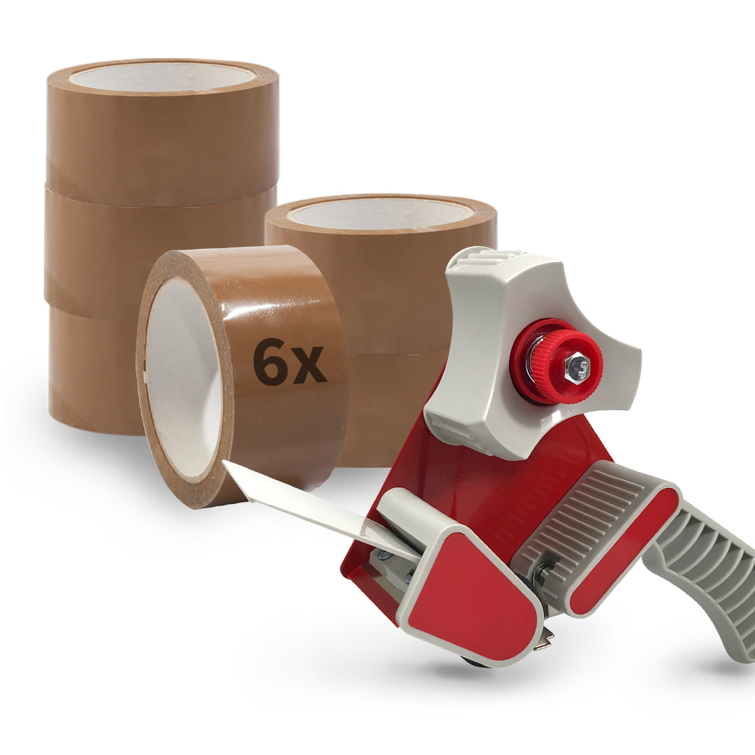 selmundo 6555, Packband Handabroller + 6 Rollen Packband