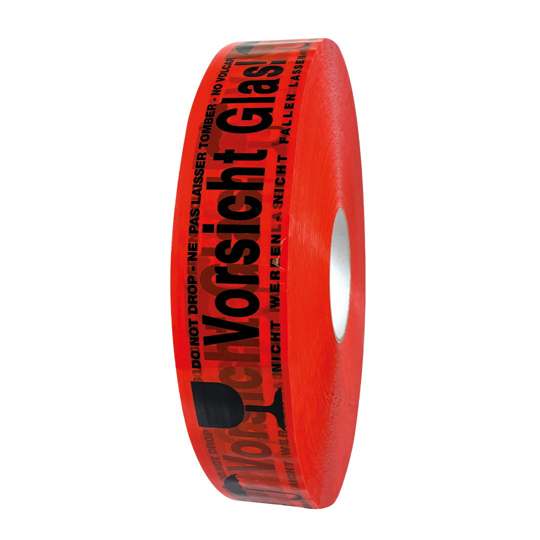 selmundo 4904, Vorsicht Glas, PP-Packband, 50mm x 990m, Langrolle, orange