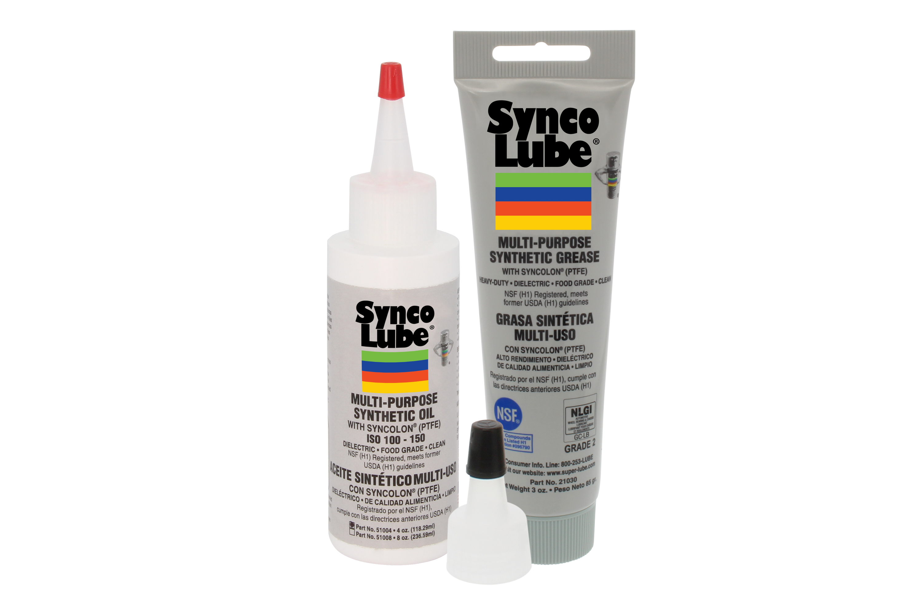 Super Synco Lube 21030 mit Aufsatz + 51004 Set, synthetisches Mehrzweckfett und -öl mit Syncolon (PTFE)