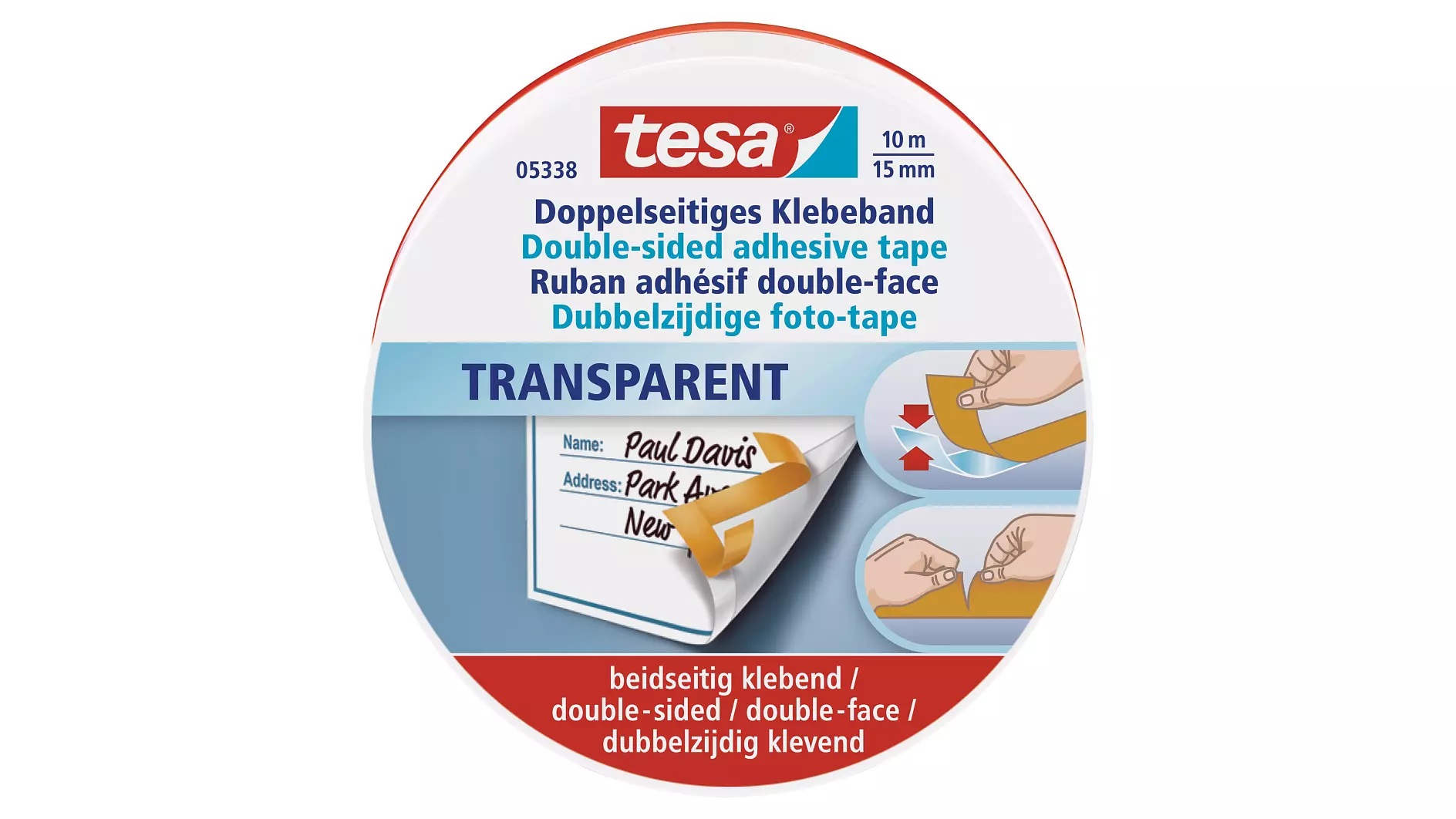 tesa 5338, Doppelseitiges Klebeband, 15mm x 10m