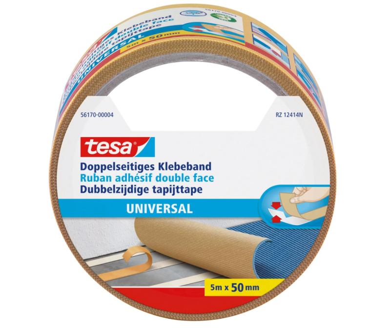 tesa 56170, doppelseitiges Klebeband, universal, 10m x 50mm, weiß