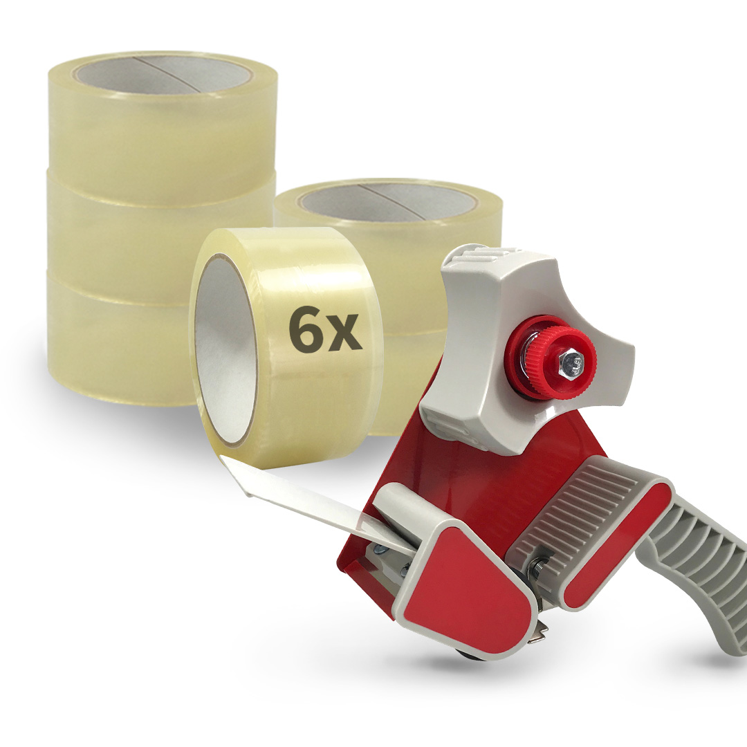 selmundo 6555, Packband Handabroller + 6 Rollen Packband