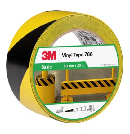 3M 766i, Weich-PVC Gefahrenwarnband, 50mm x 33m, schwarz/gelb