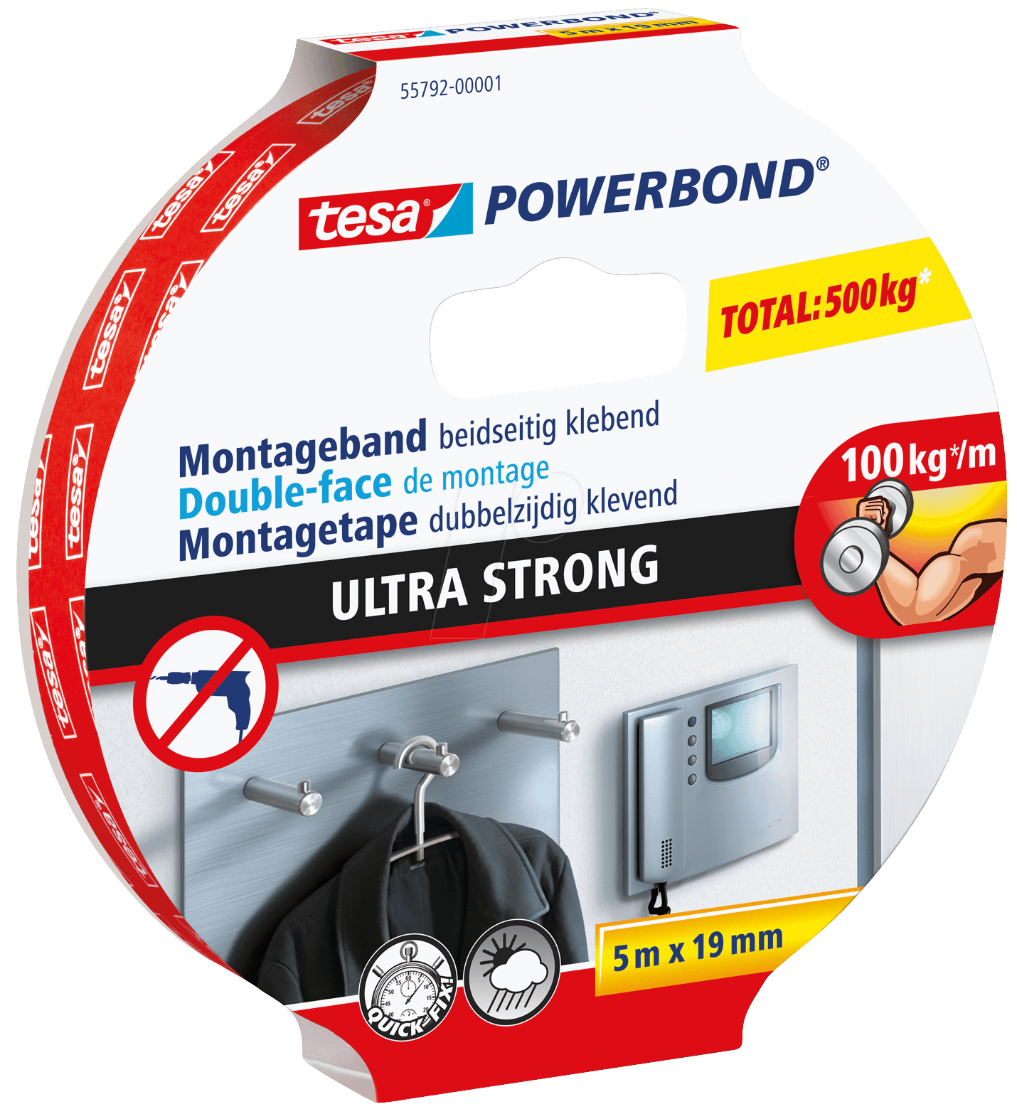 tesa 55792, Powerbond ULTRA STRONG, Montageband, 19mm x 5m