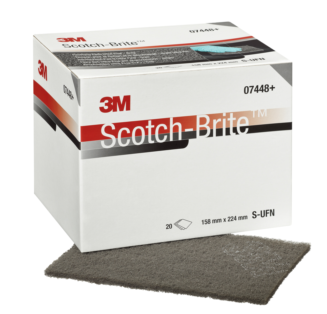 3M Scotch-Brite 7448 Handpad CF-HP, S UFN, 158 x 224mm, grau