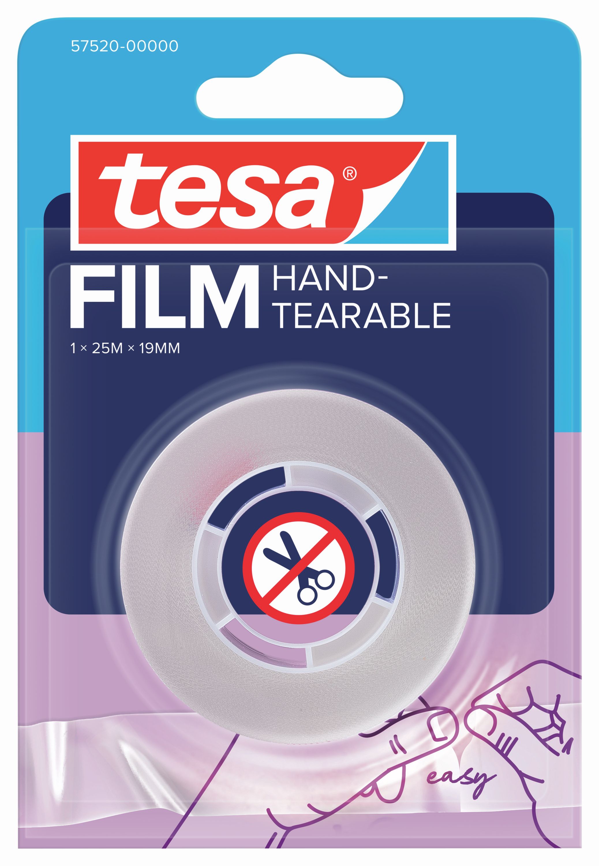 tesafilm 57520, von Hand einreißbar, 19mm x 25m, transparent