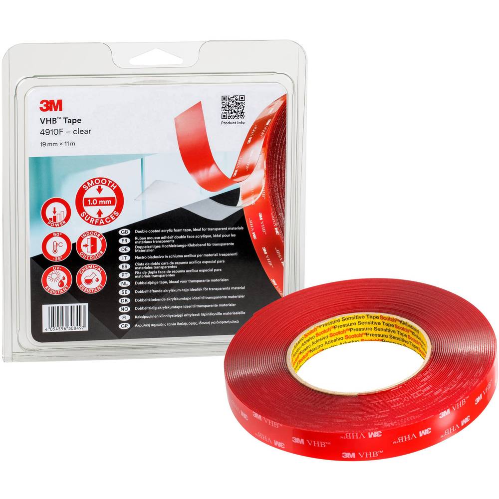 3M VHB 4910F, Klebeband Kurzrolle, 19mm x 11m
