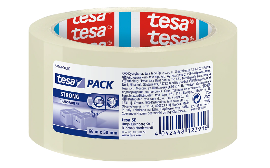 tesapack Strong, 57167 PP-Packband, 50mm x 66m, transparent