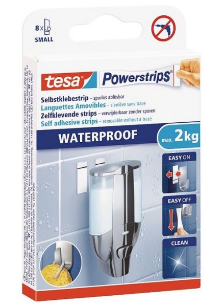 tesa Powerstrips Waterproof Strips, Selbstklebestrip, 6 Stück