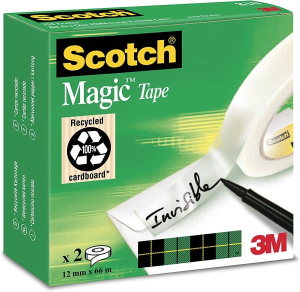 Scotch 810 Magic Klebeband M8101266, 12 mm x 66 m, transparent, 2 Rollen